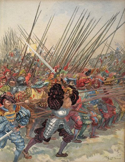 Charge of the Swiss at Marignan, illustration from 